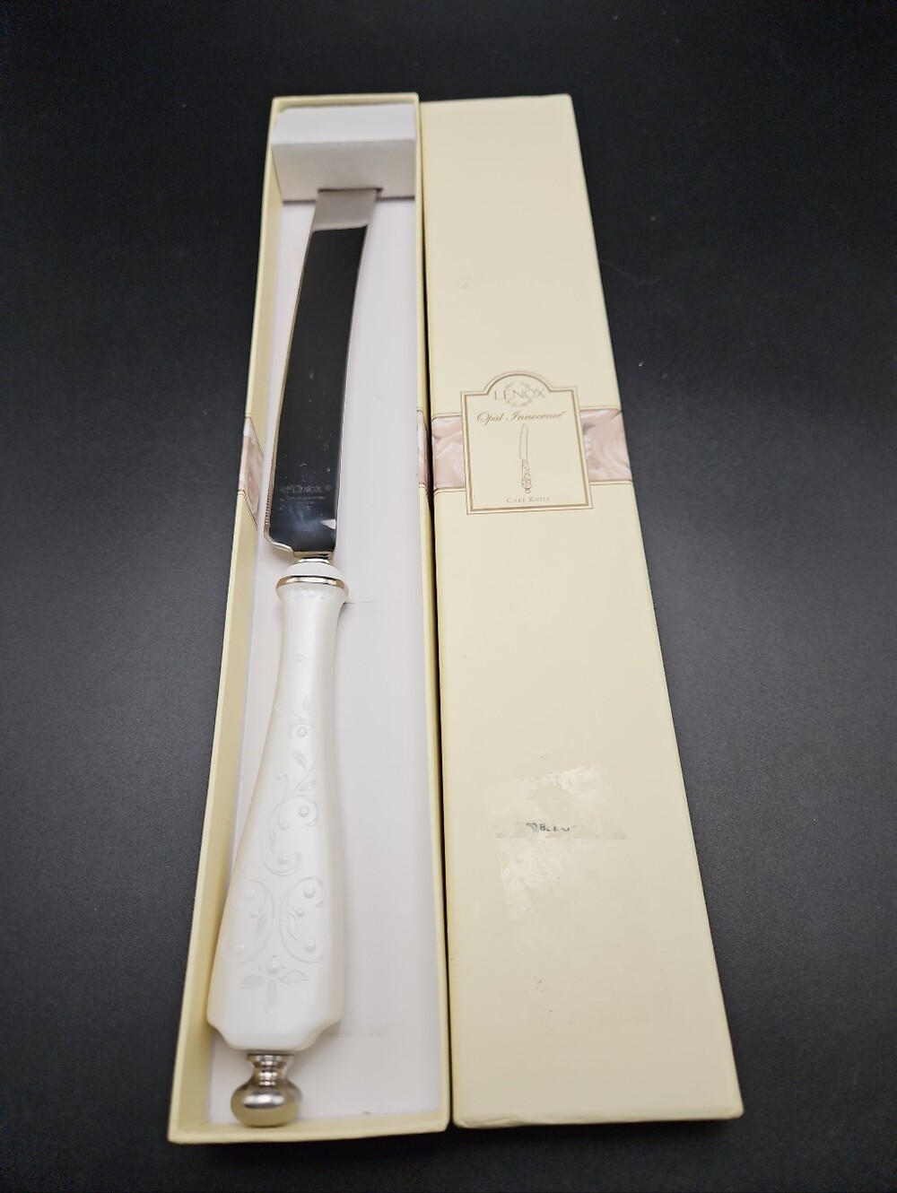 Vintage Lenox Opal Innocence Carved Cake Knife w/ Box 13 inches